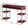image:imageConvenience Concepts Designs2Go No Tools Desk Home Office Desk with Shelves Corner Shelf Vanity Desk Computer Desk Nail Table for Nail Tech  4725 L x 1575 W x 30 H EspressoDark Cranberry Red