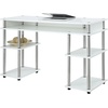 image:imageConvenience Concepts Designs2Go No Tools Desk Home Office Desk with Shelves Corner Shelf Vanity Desk Computer Desk Nail Table for Nail Tech  4725 L x 1575 W x 30 H EspressoWhite