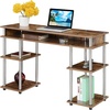 image:imageConvenience Concepts Designs2Go No Tools Desk Home Office Desk with Shelves Corner Shelf Vanity Desk Computer Desk Nail Table for Nail Tech  4725 L x 1575 W x 30 H EspressoBarnwood