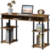 image:imageConvenience Concepts Designs2Go No Tools Desk Home Office Desk with Shelves Corner Shelf Vanity Desk Computer Desk Nail Table for Nail Tech  4725 L x 1575 W x 30 H EspressoBarnwoodBlack