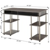 image:imageConvenience Concepts Designs2Go No Tools Desk Home Office Desk with Shelves Corner Shelf Vanity Desk Computer Desk Nail Table for Nail Tech  4725 L x 1575 W x 30 H EspressoCharcoal Gray