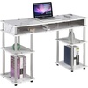 image:imageConvenience Concepts Designs2Go No Tools Desk Home Office Desk with Shelves Corner Shelf Vanity Desk Computer Desk Nail Table for Nail Tech  4725 L x 1575 W x 30 H EspressoWhite Faux Marble