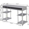 image:imageConvenience Concepts Designs2Go No Tools Desk Home Office Desk with Shelves Corner Shelf Vanity Desk Computer Desk Nail Table for Nail Tech  4725 L x 1575 W x 30 H EspressoGrey