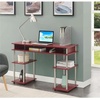 image:imageConvenience Concepts Designs2Go No Tools Desk Home Office Desk with Shelves Corner Shelf Vanity Desk Computer Desk Nail Table for Nail Tech  4725 L x 1575 W x 30 H EspressoDark Cranberry Red