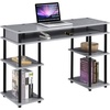 image:imageConvenience Concepts Designs2Go No Tools Desk Home Office Desk with Shelves Corner Shelf Vanity Desk Computer Desk Nail Table for Nail Tech  4725 L x 1575 W x 30 H EspressoGrayBlack