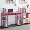 image:imageConvenience Concepts Designs2Go No Tools Desk Home Office Desk with Shelves Corner Shelf Vanity Desk Computer Desk Nail Table for Nail Tech  4725 L x 1575 W x 30 H EspressoPink