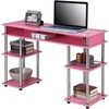 image:imageConvenience Concepts Designs2Go No Tools Desk Home Office Desk with Shelves Corner Shelf Vanity Desk Computer Desk Nail Table for Nail Tech  4725 L x 1575 W x 30 H EspressoPink
