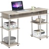 image:imageConvenience Concepts Designs2Go No Tools Desk Home Office Desk with Shelves Corner Shelf Vanity Desk Computer Desk Nail Table for Nail Tech  4725 L x 1575 W x 30 H EspressoIce White
