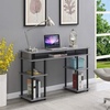 image:imageConvenience Concepts Designs2Go No Tools Desk Home Office Desk with Shelves Corner Shelf Vanity Desk Computer Desk Nail Table for Nail Tech  4725 L x 1575 W x 30 H EspressoGrayBlack