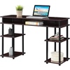 image:imageConvenience Concepts Designs2Go No Tools Desk Home Office Desk with Shelves Corner Shelf Vanity Desk Computer Desk Nail Table for Nail Tech  4725 L x 1575 W x 30 H EspressoEspressoBlack