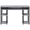 image:imageConvenience Concepts Designs2Go No Tools Desk Home Office Desk with Shelves Corner Shelf Vanity Desk Computer Desk Nail Table for Nail Tech  4725 L x 1575 W x 30 H EspressoGrayBlack