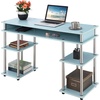 image:imageConvenience Concepts Designs2Go No Tools Desk Home Office Desk with Shelves Corner Shelf Vanity Desk Computer Desk Nail Table for Nail Tech  4725 L x 1575 W x 30 H EspressoSea Foam