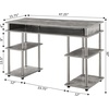 image:imageConvenience Concepts Designs2Go No Tools Desk Home Office Desk with Shelves Corner Shelf Vanity Desk Computer Desk Nail Table for Nail Tech  4725 L x 1575 W x 30 H EspressoFaux Birch