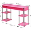 image:imageConvenience Concepts Designs2Go No Tools Desk Home Office Desk with Shelves Corner Shelf Vanity Desk Computer Desk Nail Table for Nail Tech  4725 L x 1575 W x 30 H EspressoPink