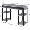 image:imageConvenience Concepts Designs2Go No Tools Desk Home Office Desk with Shelves Corner Shelf Vanity Desk Computer Desk Nail Table for Nail Tech  4725 L x 1575 W x 30 H EspressoGrayBlack