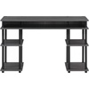 image:imageConvenience Concepts Designs2Go No Tools Desk Home Office Desk with Shelves Corner Shelf Vanity Desk Computer Desk Nail Table for Nail Tech  4725 L x 1575 W x 30 H EspressoCharcoal GrayBlack