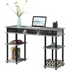 image:imageConvenience Concepts Designs2Go No Tools Desk Home Office Desk with Shelves Corner Shelf Vanity Desk Computer Desk Nail Table for Nail Tech  4725 L x 1575 W x 30 H EspressoGray MarbleBlack