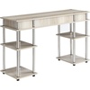 image:imageConvenience Concepts Designs2Go No Tools Desk Home Office Desk with Shelves Corner Shelf Vanity Desk Computer Desk Nail Table for Nail Tech  4725 L x 1575 W x 30 H EspressoIce White