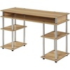 image:imageConvenience Concepts Designs2Go No Tools Desk Home Office Desk with Shelves Corner Shelf Vanity Desk Computer Desk Nail Table for Nail Tech  4725 L x 1575 W x 30 H EspressoLight Oak