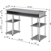 image:imageConvenience Concepts Designs2Go No Tools Student Desk with Charging Station and Shelves GrayGrey