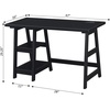 image:imageConvenience Concepts Designs2Go Trestle Desk with Charging Station and Shelves Charcoal GrayBlack