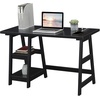 image:imageConvenience Concepts Designs2Go Trestle Desk with Charging Station and Shelves Charcoal GrayBlack