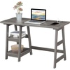 image:imageConvenience Concepts Designs2Go Trestle Desk with Charging Station and Shelves Charcoal GrayCharcoal Gray