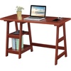 image:imageConvenience Concepts Designs2Go Trestle Desk with Charging Station and Shelves Charcoal GrayCherry