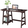 image:imageConvenience Concepts Designs2Go Trestle Desk with Charging Station and Shelves Charcoal GrayEspresso