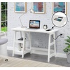 image:imageConvenience Concepts Designs2Go Trestle Desk with Charging Station and Shelves Charcoal GrayWhite