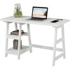 image:imageConvenience Concepts Designs2Go Trestle Desk with Charging Station and Shelves Charcoal GrayWhite
