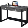 image:imageConvenience Concepts Newport 2Drawer Desk with Charging Station EspressoBlackWeathered GrayBlack