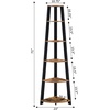 image:imageConvenience Concepts Newport 5 Tier Corner Bookcase Weathered GrayBarnwoodBlack
