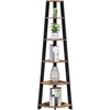 image:imageConvenience Concepts Newport 5 Tier Corner Bookcase Weathered GrayBarnwoodBlack