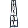 image:imageConvenience Concepts Newport 5 Tier Corner Bookcase Weathered GrayCobalt Blue