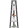 image:imageConvenience Concepts Newport 5 Tier Corner Bookcase Weathered GrayFaux Cement  Black
