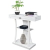 image:imageConvenience Concepts Newport Harri Console Table 36  Modern Sofa Table with Storage Shelves One Drawer Narrow Entryway Hall Table for Living Room BarnwoodBlackWhite Faux MarbleWhite Base