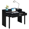 image:imageConvenience Concepts Newport JB ConsoleSliding Desk with Drawer and Riser WhiteBlack
