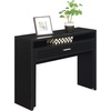 image:imageConvenience Concepts Newport JB ConsoleSliding Desk with Drawer and Riser WhiteBlack
