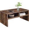 image:imageConvenience Concepts Northfield Admiral Deluxe Coffee Table with Shelves R40567 White Faux MarbleBarnwood