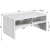 image:imageConvenience Concepts Northfield Admiral Deluxe Coffee Table with Shelves R40567 White Faux MarbleWhite Faux Marble