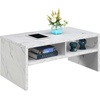 image:imageConvenience Concepts Northfield Admiral Deluxe Coffee Table with Shelves R40567 White Faux MarbleWhite Faux Marble