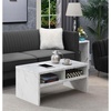 image:imageConvenience Concepts Northfield Admiral Deluxe Coffee Table with Shelves R40567 White Faux MarbleWhite Faux Marble