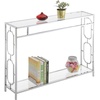 image:imageConvenience Concepts Omega Chrome Console Table 42  Contemporary Modern Sofa Table with Storage Shelf Narrow Entryway Hall Table for Living Room Bedroom Bathroom GlassChrome