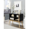 image:imageConvenience Concepts Oslo Storage Console with Cabinet and Shelves Wood GrainGrayBlackWood GrainGrayBlack