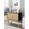 image:imageConvenience Concepts Oslo Storage Console with Cabinet and Shelves Wood GrainGrayBlackWood GrainGrayBlack