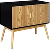 image:imageConvenience Concepts Oslo Storage Console with Cabinet and Shelves Wood GrainGrayBlackWood GrainGrayBlack