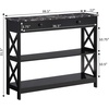 image:imageConvenience Concepts Oxford 1Drawer Console Table 395  Farmhouse Sofa Display with Storage Shelf For Living Family amp Dining Room Modern Entryway Hall Table for Kitchen Bedroom Sea Foam BlueBlack Faux MarbleBlack
