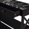 image:imageConvenience Concepts Oxford 1Drawer Console Table 395  Farmhouse Sofa Display with Storage Shelf For Living Family amp Dining Room Modern Entryway Hall Table for Kitchen Bedroom Sea Foam BlueBlack Faux MarbleBlack