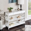 image:imageConvenience Concepts Oxford 1Drawer Console Table 395  Farmhouse Sofa Display with Storage Shelf For Living Family amp Dining Room Modern Entryway Hall Table for Kitchen Bedroom Sea Foam BlueWhite Faux MarbleWhite